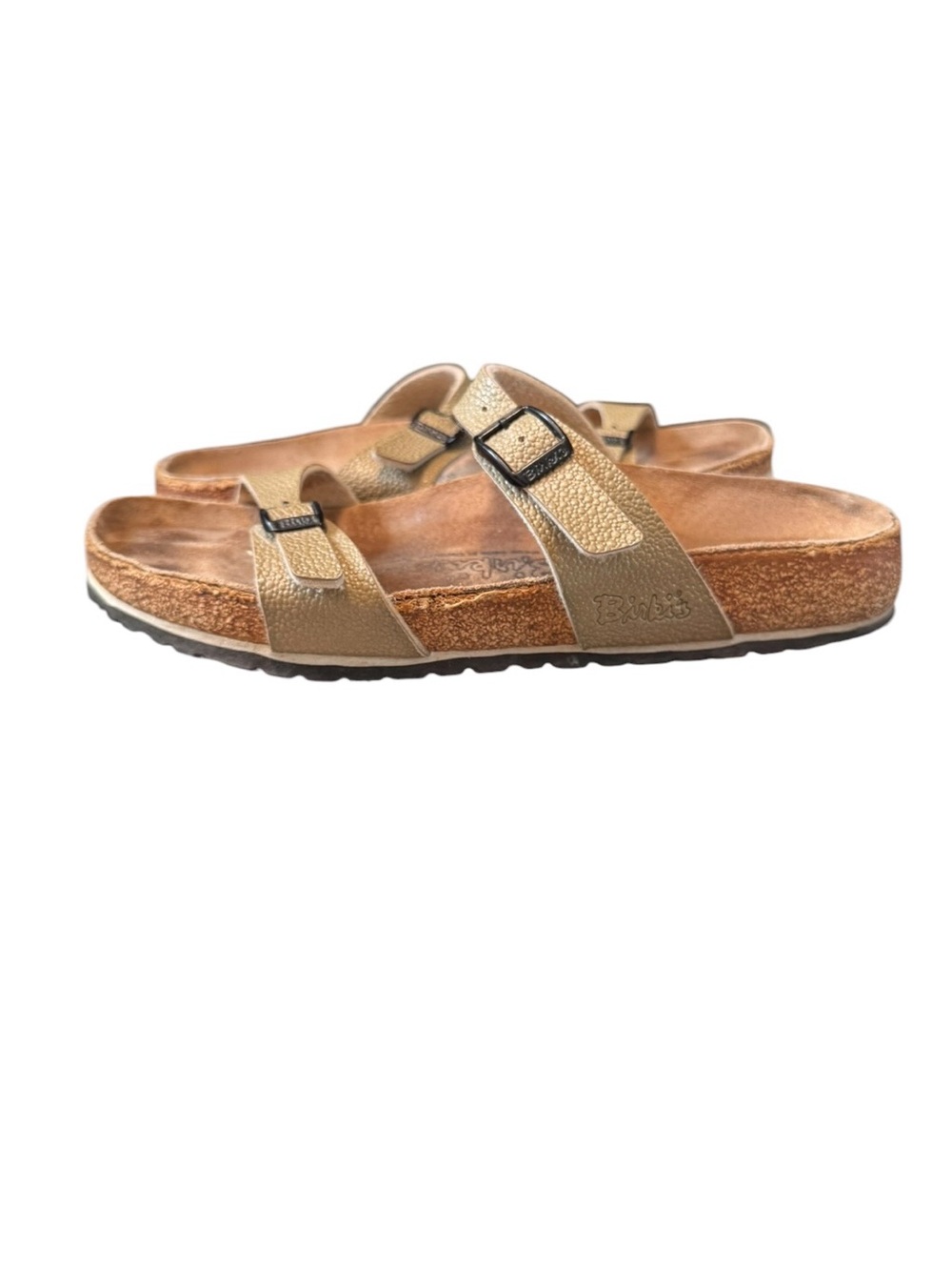 Birkenstock Birki’s Florida Sandals Gold Birko-Flor 3 Strap EU 40 US 9 Regular - Picture 3 of 11